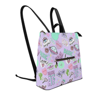 Sac à dos de loisirs en cuir PU grande taille pour femme, motif personnalisé, haute qualité, pour l'université et l'école, avec poignée supérieure, sac à main