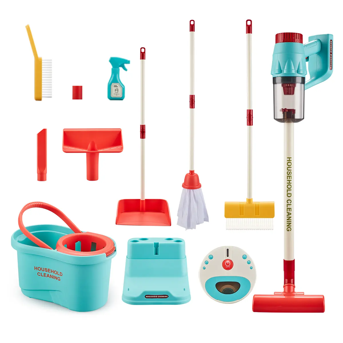 Simulation home appliances toys vacuum cleaner, vacuum cleaner, mop bucket and other cleaning package children's play toys