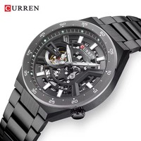 Montre mécanique automatique CURREN 8486 pour homme, cadran squelette, bracelet en acier inoxydable, montre-bracelet sport et affaires avec luminescence