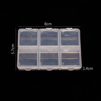Boîte de rangement pour ongles à 6 compartiments, vide, en acrylique, pour poudres de manucure, perles, pierres précieuses, strass, bijoux d'ongles, boîte vide pour DIY ongles