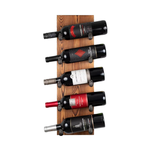 Rústico montado en la pared recuperado ferrocarril Spike Cast 5 botellas hogar cocina comedor Bar madera Vertical estante para <span class=keywords><strong>vino</strong></span> titular - Product Image 1