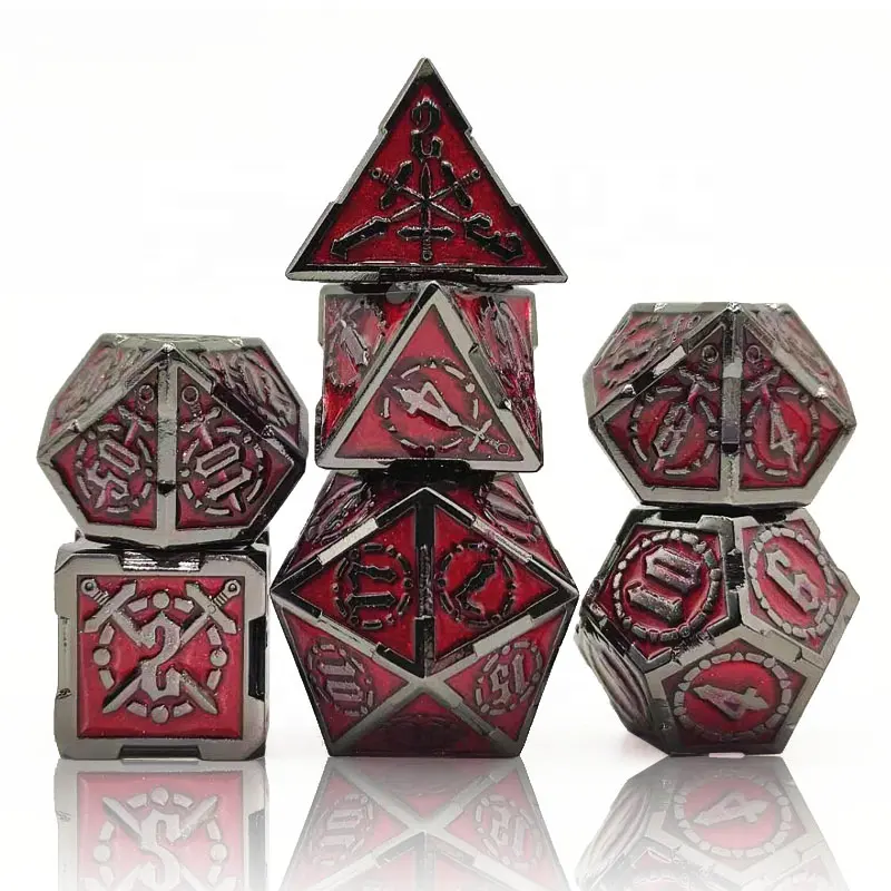 Factory Price Pop Fashion Skull Polyhedral DND Metal Dice Set for Table Games