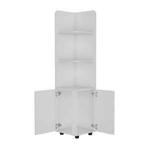 DB Depot-Gabinete alto de esquina para baño, estantería blanca de 3 niveles con producto de 2 puertas - Product Image 4