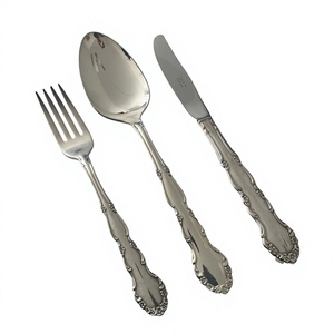 Ensemble de couverts réutilisables en argent, 3 pièces, design solide, pour la décoration de table, fournitures de restaurant, vente en gros - Product Image 1