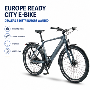 Vélo électrique urbain haut de gamme 27,5 pouces avec transmission par courroie en carbone, moteur central <span class=keywords><strong>VINKA</strong></span> 250W, freins hydrauliques Tektro - Product Image 1