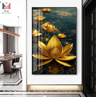 Cadre de luxe abstrait de Lotus doré, photos d'art mural et imprimés, affiches de plantes en fleurs pour la décoration de la maison et du salon et bouddhiste