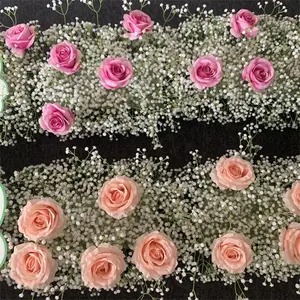 L-503 Customize Garland Flower Arrangement Table Runners Wedding Pink Rose Babybreath Flower Runner For Decoration