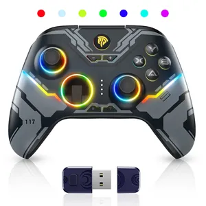 Manette de jeu PC sans fil No Drift EasySMX X15 avec joystick à effet Hall, <span class=keywords><strong>2</strong></span> boutons arrière, <span class=keywords><strong>2</strong></span>,4 GHz, éclairage RGB, design ergonomique et détection de mouvement - Product Image 1