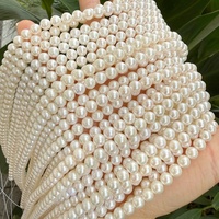 Chaîne de perles rondes cultivées naturelles AA de 6 mm, haute brillance, perles d'eau douce en vrac pour la fabrication de bijoux