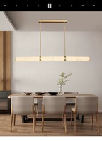 Lustre en métal de luxe design avec abat-jour en albâtre, luminaire suspendu LED artistique unique, lumière blanche chaude douce 2700K pour salon de villa
