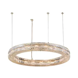 New Gold Noble Crystal Round Villa Living Room Luxury Chandelier Pendant Lamp Lighting
