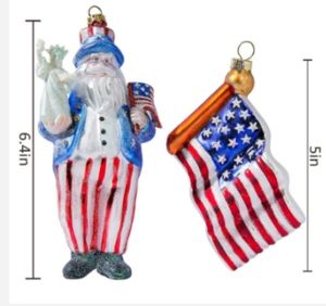 Adornos Navideños <span class=keywords><strong>de</strong></span> Cristal Pintados a Mano <span class=keywords><strong>de</strong></span> Alta Calidad con la Bandera Estadounidense y <span class=keywords><strong>el</strong></span> Tío Sam, Resistentes al Agua, Personalizables para <span class=keywords><strong>Navidad</strong></span> - Product Image 6