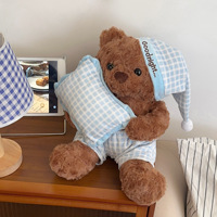 Boneka Beruang Piyama Lucu 40cm, Super Lembut dari Katun PP, Mainan Penenang Anak, Bantal, Hadiah Ulang Tahun, Festival, Pasangan