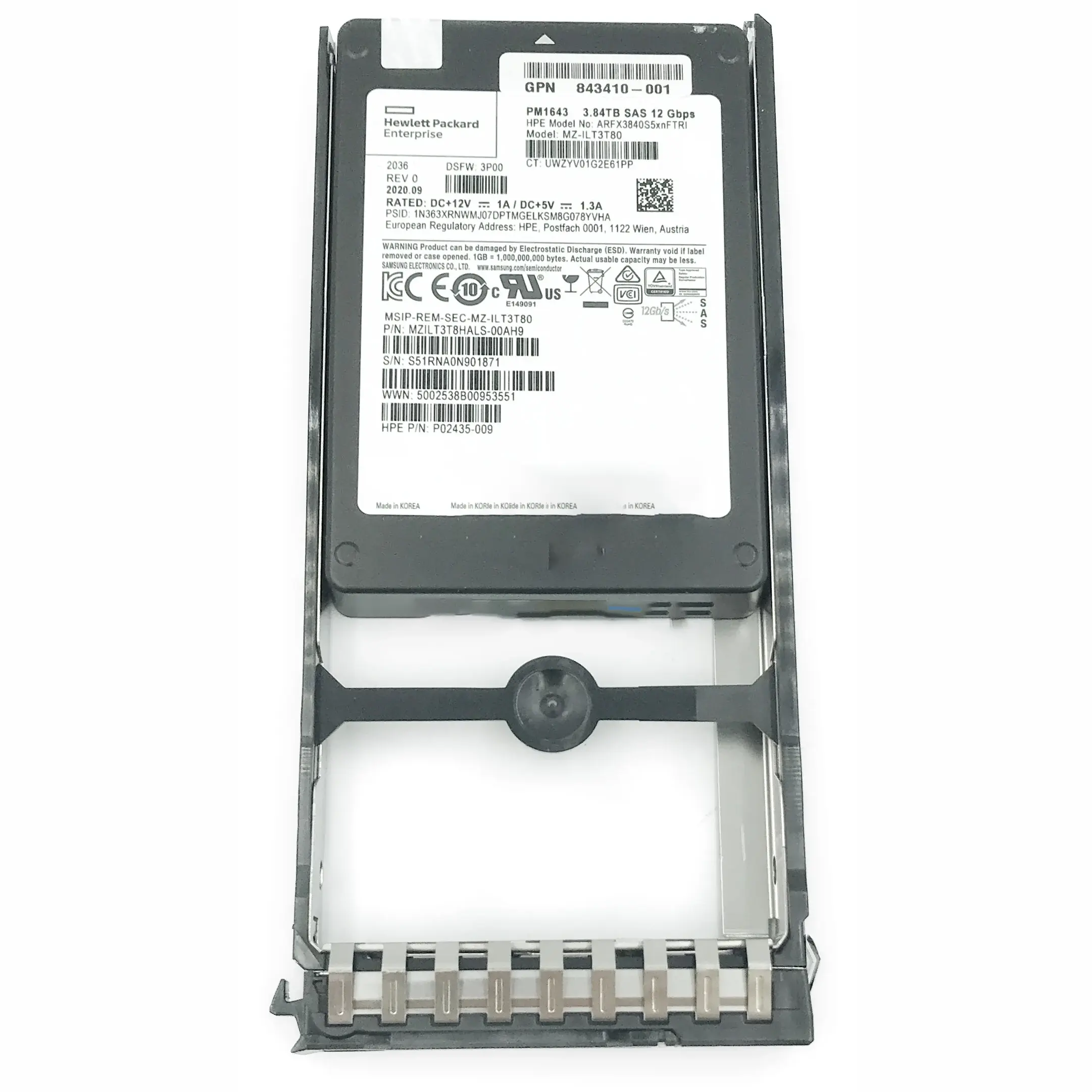 جهاز تخزين SSD R3R45A P37624-001 فعال من حيث التكلفة Hxx 1.92 تيرابايت 2.5 بوصة 10K 12 جيجابايت SAS SSD لـ 3PAR StoreServ 8000