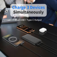 C2006A Batterie externe 20000 mAh grande capacité, chargeur portable avec double sortie USB et voyant lumineux d'alimentation