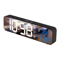 Smart LED Spiegel elektronische Uhr tragbare Home USB Sprach steuerung Musik Alarm digitale Wanduhr