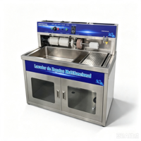 Machine à laver les chaussures multifonctionnelle commerciale en acier inoxydable, nettoyeur de baskets avec plusieurs brosses pour les blanchisseries
