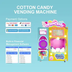 공장 상업 최신 다채로운 구름 롤 핑크 치실 꽃 자동 솜사탕 자판기 카드 리더 시스템