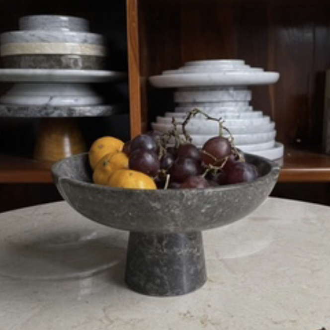 Grey Marble Fruit Bowl Elegant Home Decor Solution