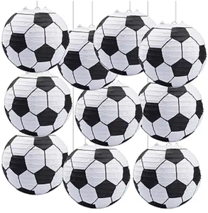 10 Piezas de Farolillos de Papel con Forma de Balón de Fútbol de 8 Pulgadas, Recuerdos para Fiestas, Decoración para Colgar en Interiores, Centro de Mesa, Tema de la Copa Mundial de Fútbol - Product Image 4