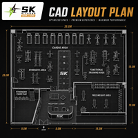 Équipement de Gym Commercial Complet SK – Ensemble Complet avec Visualisation 3D et Aménagement – Musculation, Cardio, Poids Libres – Vente Directe Usine OEM/ODM