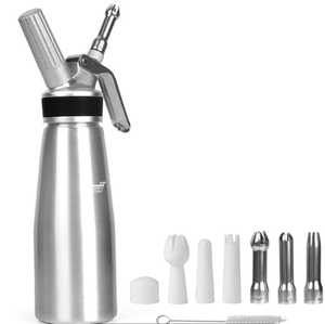 Distributeur de crème fouettée <span class=keywords><strong>professionnel</strong></span> Fouet à crème en aluminium Durable Fouet Canister <span class=keywords><strong>Siphon</strong></span> à fouetter avec 3 buses de décoration - Product Image 2
