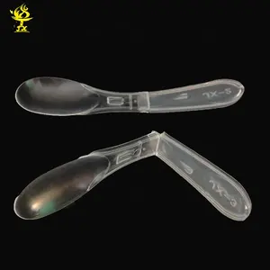 热卖透明塑料折叠酸奶勺果冻勺一次性硬质材料透明塑料折叠勺