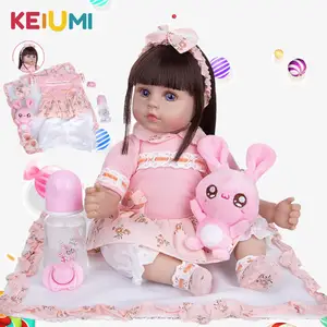 KEIUMI Dropshipping Búp Bê Tái Sinh Cô Gái 48 Cm Vải Cơ Thể Đồ Chơi Thực Tế Tóc Dài Trẻ Sơ Sinh Bebe Búp Bê Cho Trẻ Em Món Quà Sinh Nhật