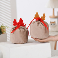 Sac à bonbons de Noël et d'Halloween en velours de soie, motif élan, pour fêtes de Noël, en stock, pour l'exportation