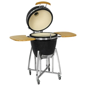 Barbecue <span class=keywords><strong>au</strong></span> charbon de bois SEB KAMADO en céramique noir de 21 pouces en forme d'œuf avec télécommande, chariot et caractéristiques de sécurité en acier inoxydable - Product Image 3