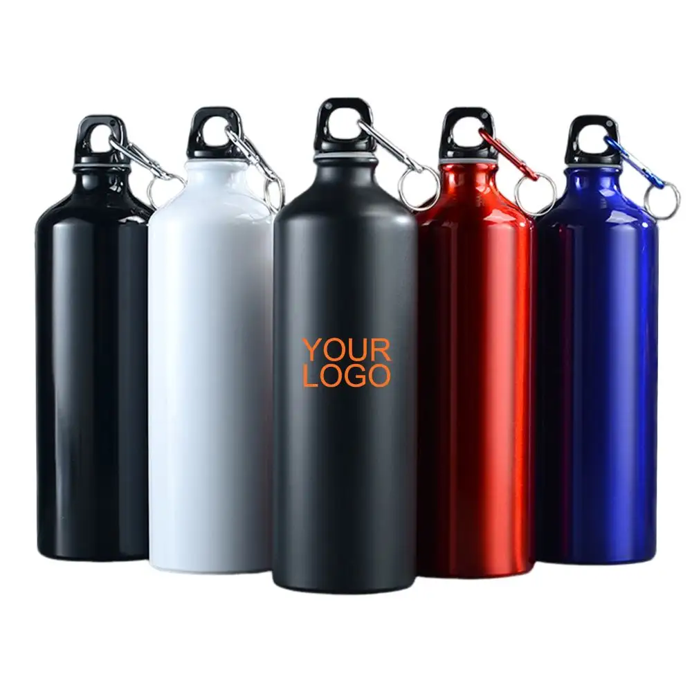 Garrafa de água de alumínio personalizada para promoção, garrafa de água ecológica de 500ml e 750ml para esportes de escalada ao ar livre com logotipo personalizado