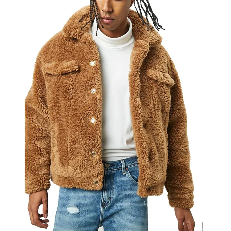 Fashion Wholesale Mens Faux Shearling Winter Jackets Fur Oversize Coats