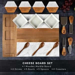 Tablero de charcutería personalizado con juego de cuchillos, tablas de queso de madera de mármol de cocina para servir tabla de cortar de madera - Product Image 4