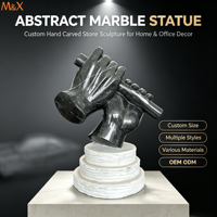 Sculpture de mains abstraites en marbre sculptées à la main, statue de main en pierre avec base en marbre empilée pour la décoration de la maison ou du bureau, OEM ODM