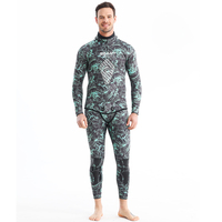3mm Camouflage Néoprène Split Wetsuit Set Jacket and Trousers for Freediving Spearfishing Cold Water Diving