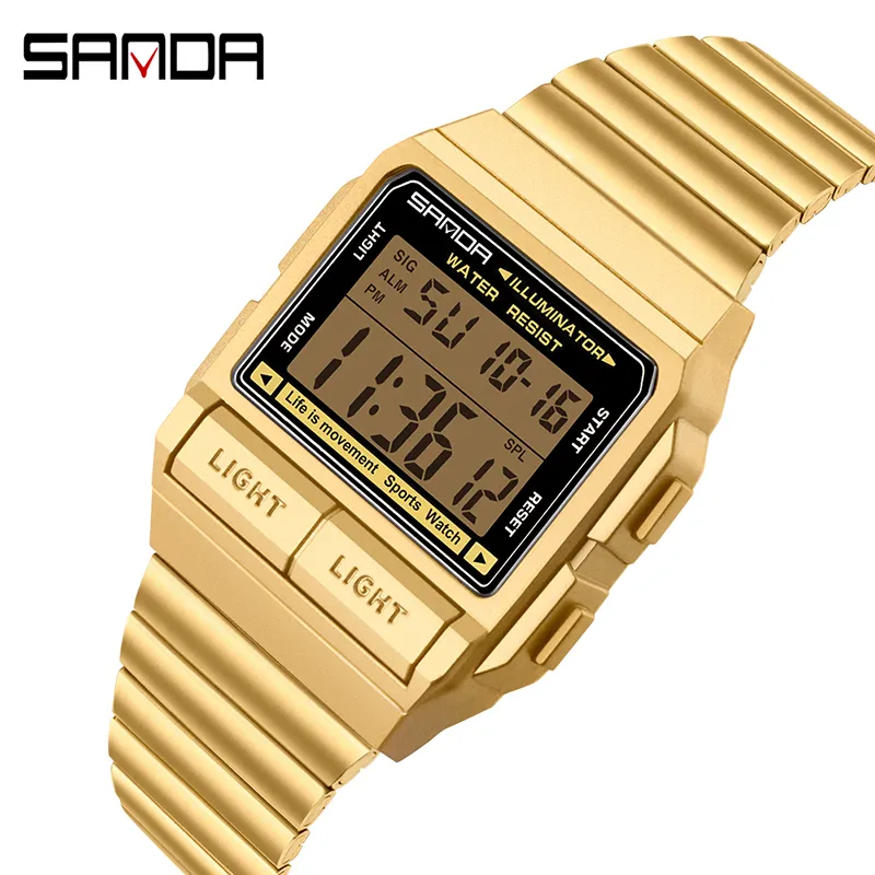 Sanda 2007 2020 New Men Digital Watch Set LED Luminous Waterproof Functional Sport Wrist Watches for Men