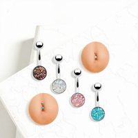 Xinfocus Mode Corps Bijoux pour Femmes Hommes En Acier Inoxydable Forme Ronde Nombril Anneau 14 Gauge Nombril Piercing Bijoux