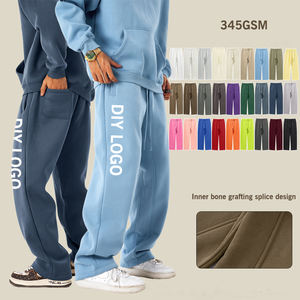 กางเกงวอร์มทรงตรงขากว้างแบบเปิดข้าง สไตล์ดิสเทรส ผ้าหนา 345 แกรม คุณภาพสูง สำหรับผู้ชาย สามารถสกรีนโลโก้เองได้ - Product Image 1