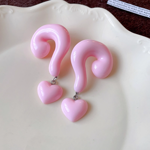 MUXCOR Wholesale Fancy Fashion <strong>Jewellery</strong> for Ladies Exaggerated Resin Question Mark Heart Anti-allergy Needles Earrings - Product Image 6