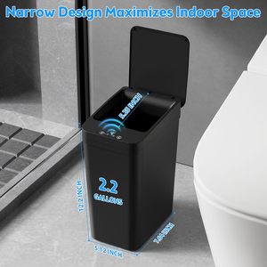 BX 2 Pack 2.2 Gallon Automatic Garbage Can <strong>Small</strong> Motion Sensor Smart Trash Can Slim Waterproof Garbage <strong>Bin</strong> for <strong>Bathroom</strong> - Product Image 3