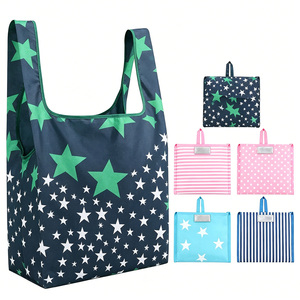 Multi-Color Options <b>Foldable</b> Star Pattern Non-Woven <b>Shopping</b> <b>Bag</b> Large Size Shoulder Handle Grocery Tote Reusable - Product Image 1