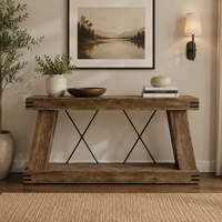 Console de style farmhouse en bois de 70,9 pouces, longue et étroite, avec rangement, pour derrière canapé, entrée, salon, hôtel, style industriel rustique