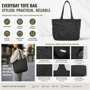 Bolso de Mano para Mujer, Maletín para Computadora, Impermeable, de Poliéster, con Cierre, Grande, Portátil, de 15.6 Pulgadas, Personalizado - Product Image 1
