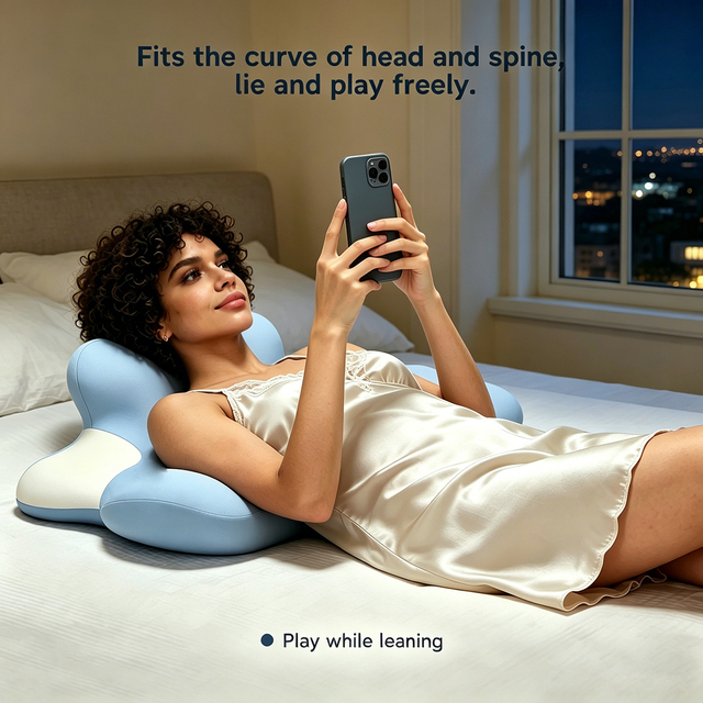 Zeemora Z9 Neck Curve Adapt Ergonomic Pillow Zoned Bearing Pad Posture Balance for Reading Phone Side Sleeping