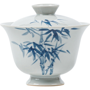 Guanlan Hand Painted Blue Bamboo Gaiwan Porcelain <b>Tea</b> <b>Set</b> With Lid For Kung Fu <b>Tea</b> Ceremony Home Use - Product Image 5