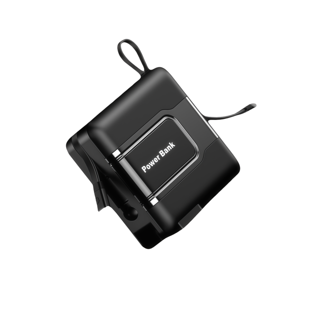 OEM Custom 15000mAh 2 in 1 Wall Charger Power Bank with AC Plug and Built-in Universal Charging Cables