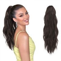 Queue de cheval à clipser de 14 pouces, extension de cheveux synthétiques ondulés naturels, 120g, multicolores, pour femmes, vente en gros, anti-frisottis, mélanges variés