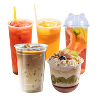 Contenants d'emballage de 22 oz, gobelet en plastique jetable, gobelet à vin, gobelet à bingsu, gobelet à crème glacée, gobelet à yaourt à la noix de coco, gobelet à dessert en forme de cœur avec couvercle et cuillères