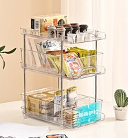 Nouvelle conception Pull Out Clear Under Lavabo Organisateurs 3 Tier Clear Organisateurs de salle de bain avec séparateurs