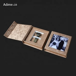 Tùy Chỉnh Tem logo màu Đen Linen đám cưới USB Flash Drive bao bì hộp lưu trữ - Product Image 3